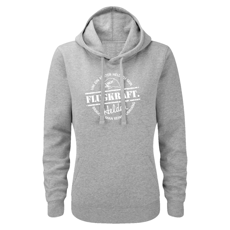 Damen Hoodie - Helden Button grau XL
