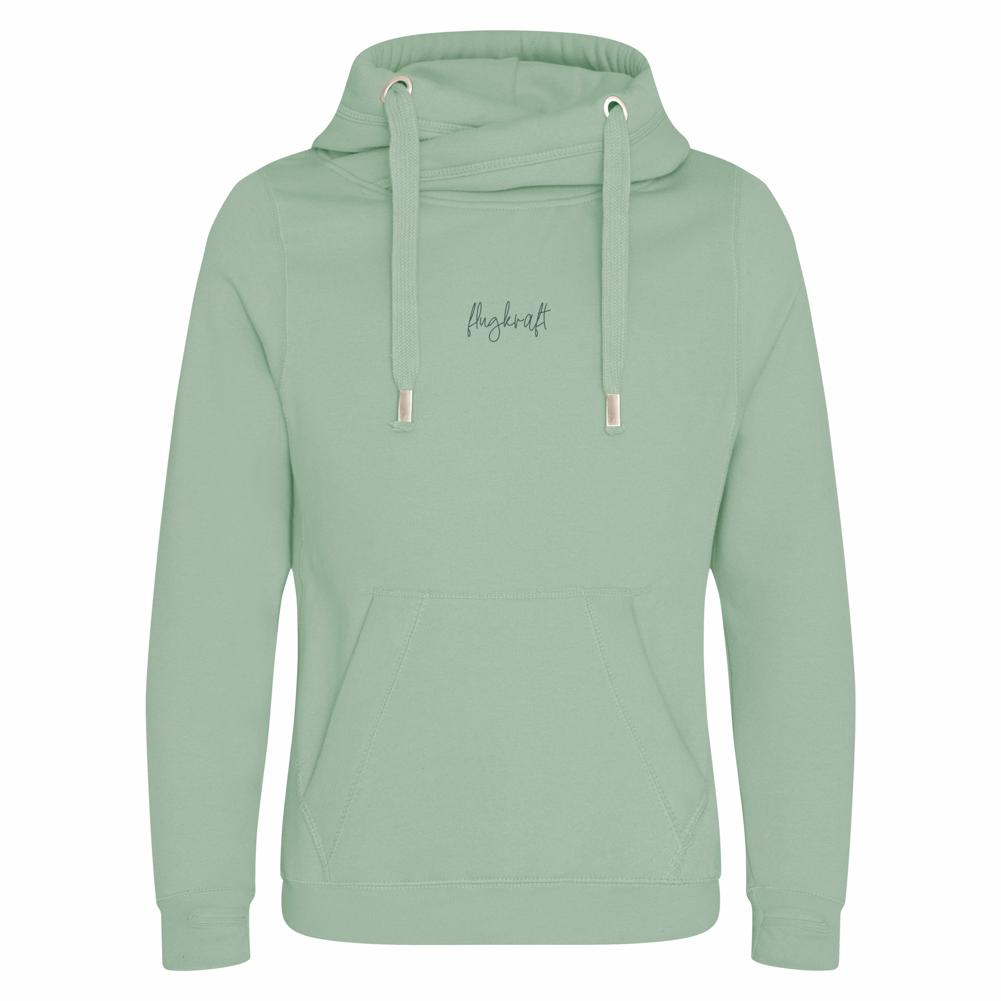 Unisex Cross Neck Hoodie - Flugkraft Schriftzug dusty green XXL