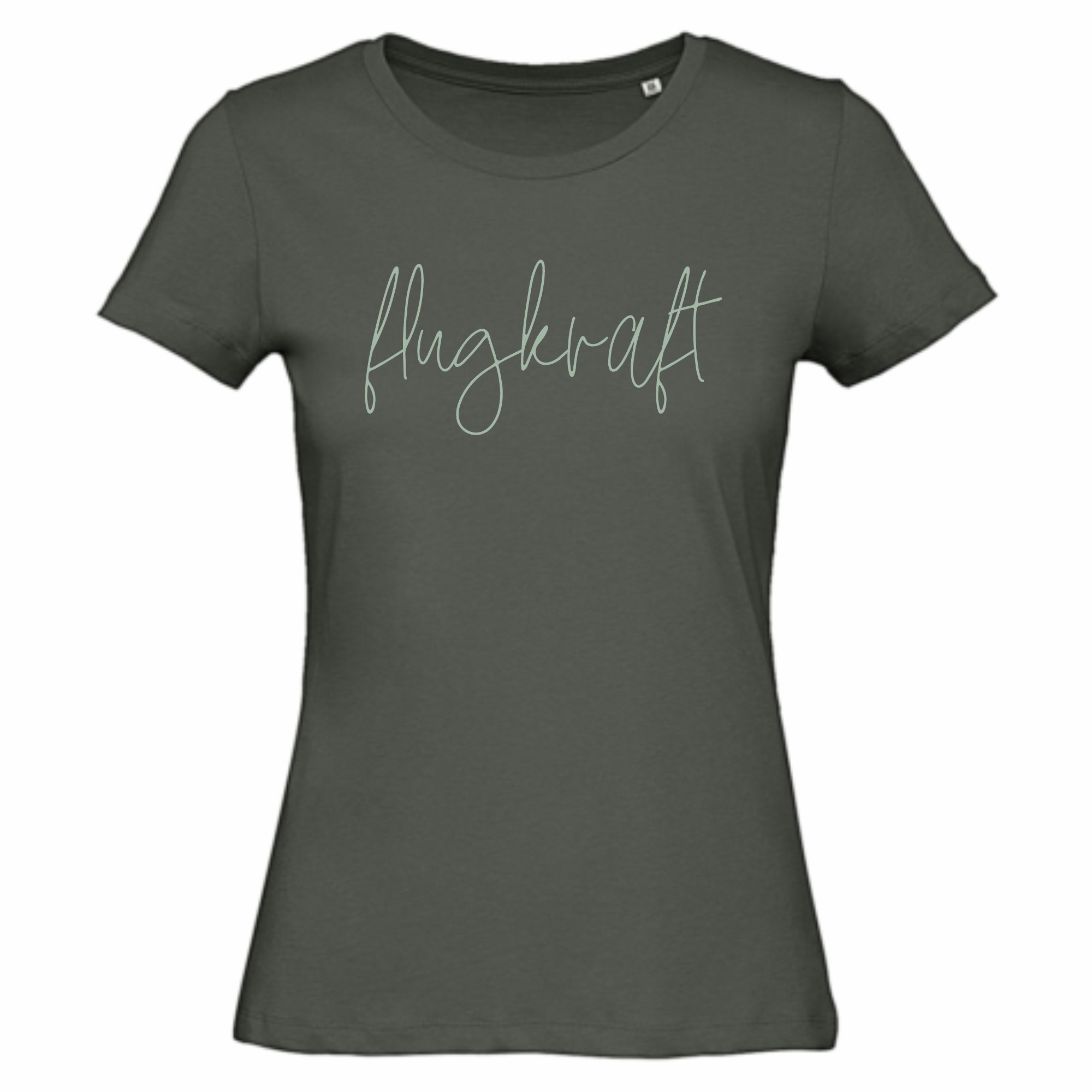 Damen T-Shirt - Flugkraft Schriftzug khaki XL