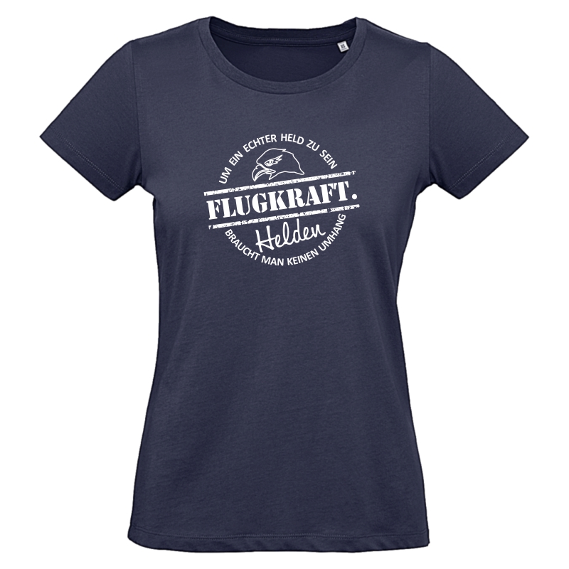 Damen T-Shirt - Helden Button dunkelblau 2XL