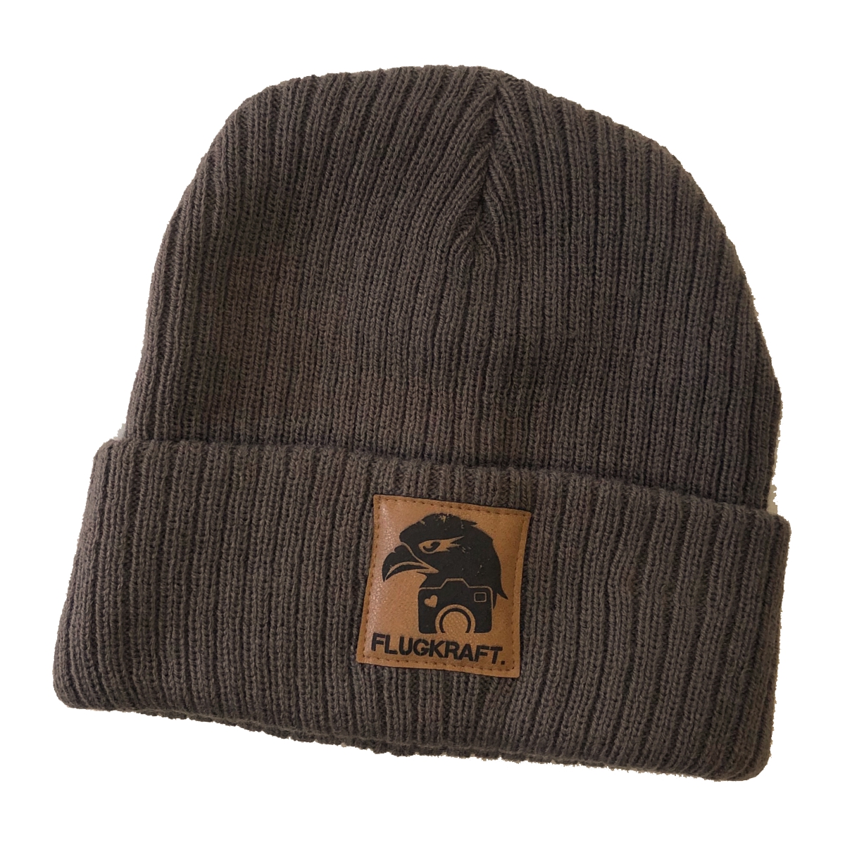 Beanie - Flugkraft Logo braun (Lederpatch)