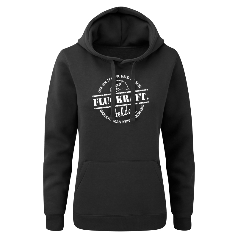 Damen Hoodie - Helden Button schwarz XL