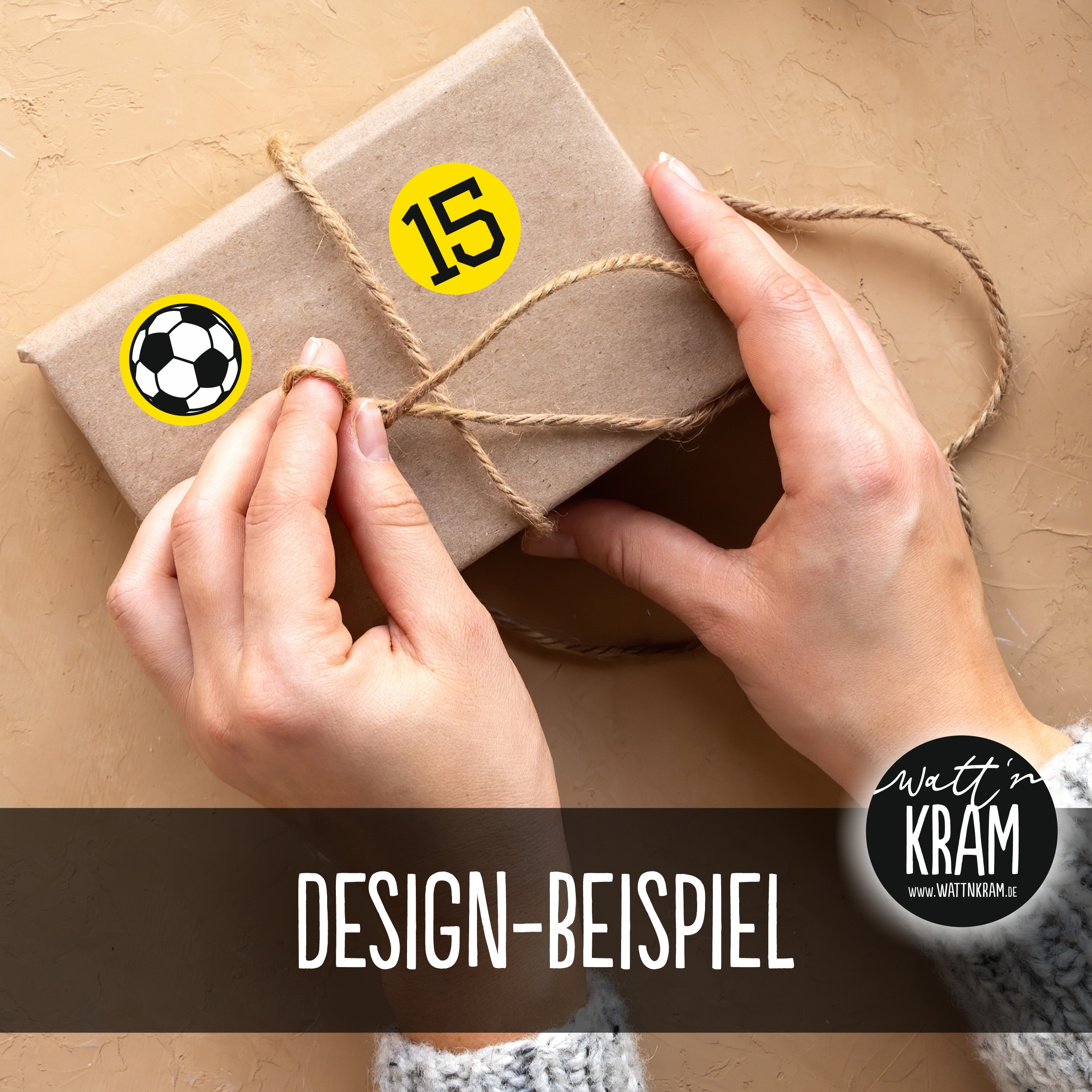 Adventskalender Aufkleber Fußball - 48 Sticker (ohne Tüten) - gelb/schwarz