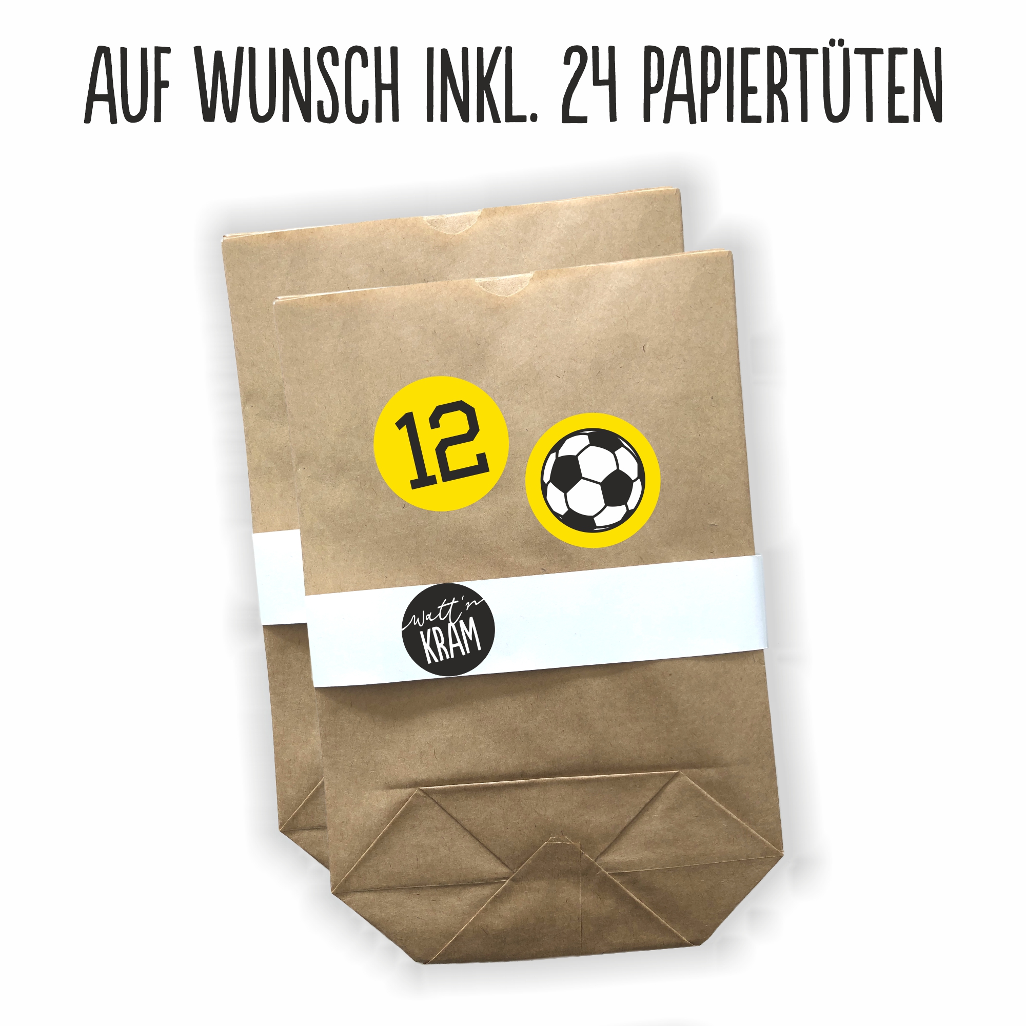 Adventskalender Aufkleber Fußball - 48 Sticker (ohne Tüten) - gelb/schwarz