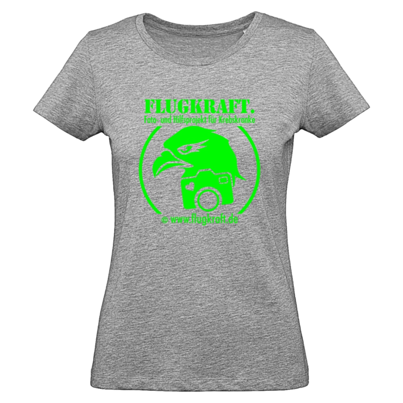 Damen T-Shirt - Logo neongrün - grau XS
