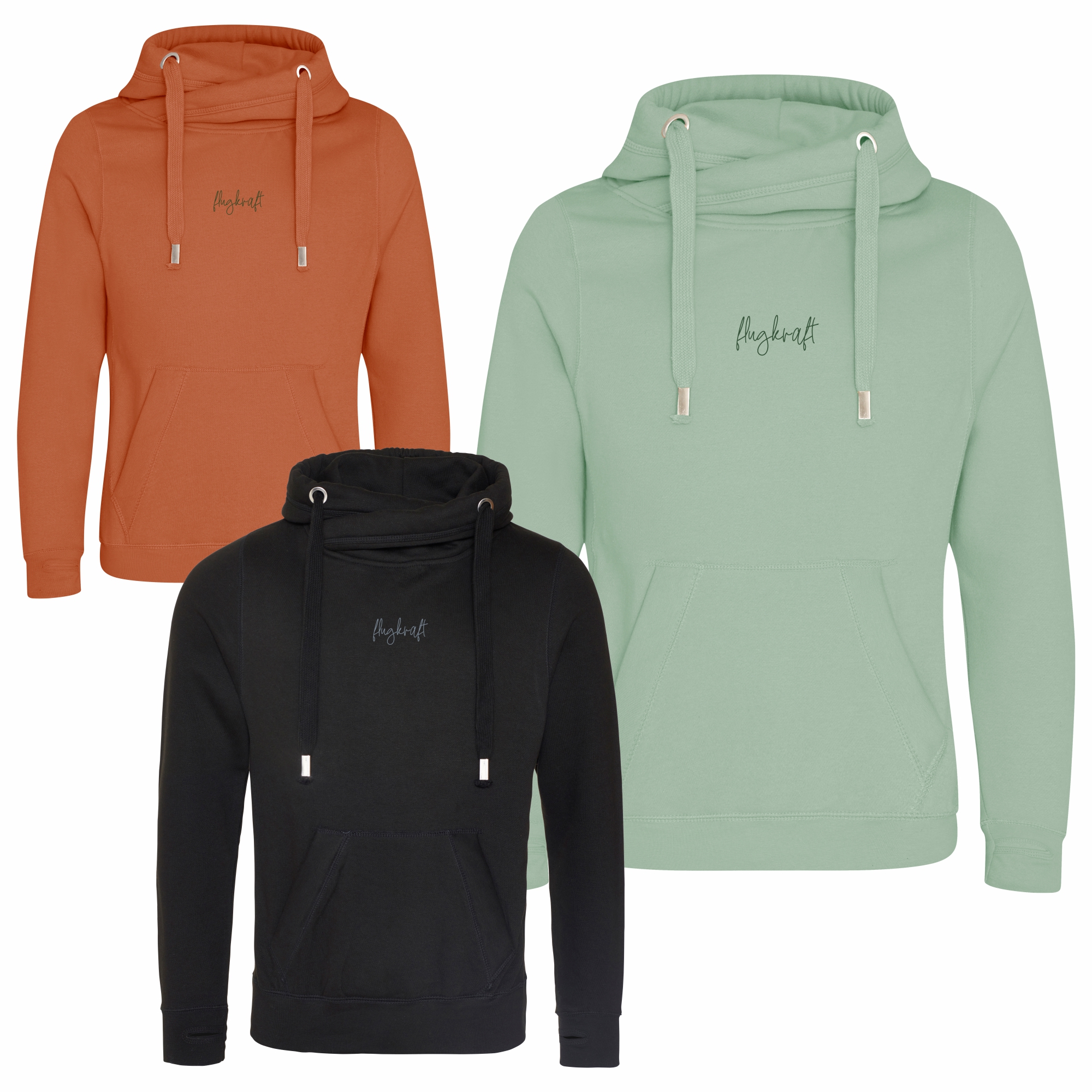Unisex Cross Neck Hoodie - Flugkraft Schriftzug
