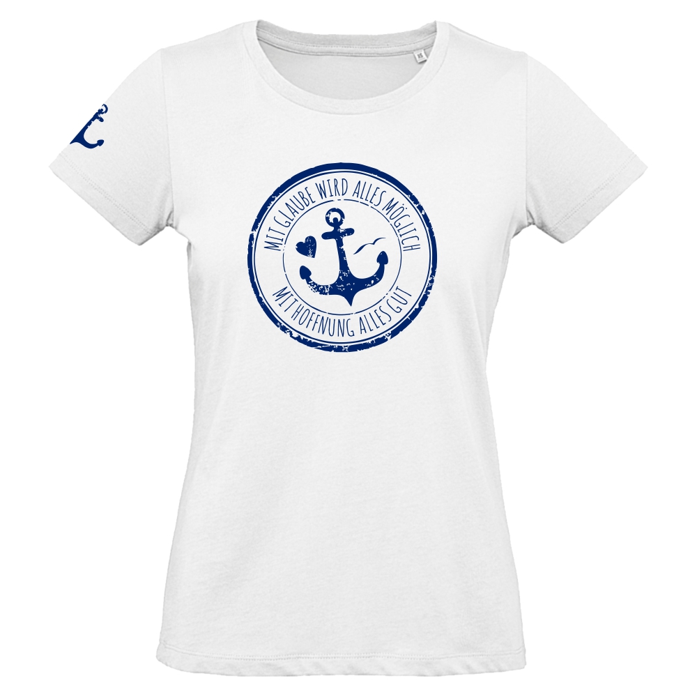 Damen T-Shirt - Anker weiß 2XL