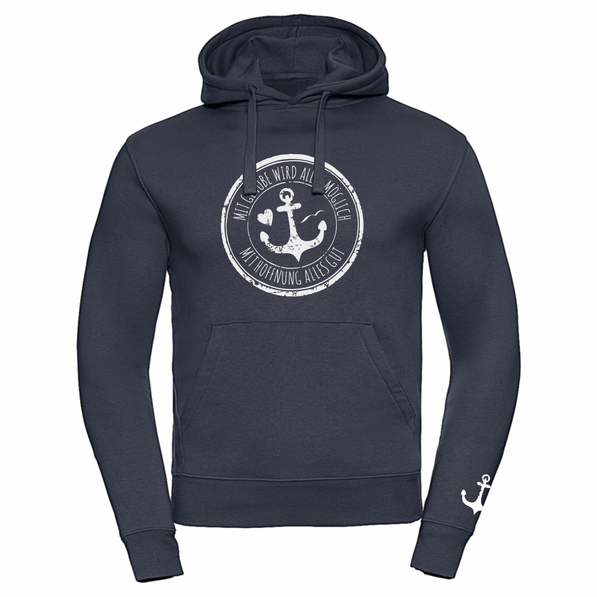 Herren Hoodie - Anker dunkelblau 4XL