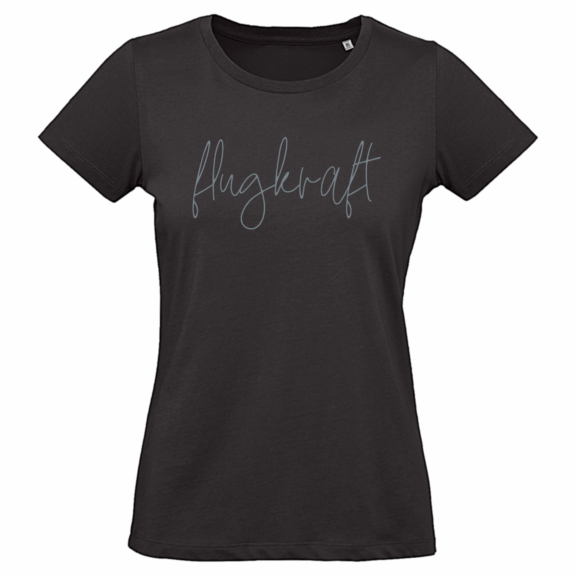 Damen T-Shirt - Flugkraft Schriftzug schwarz L
