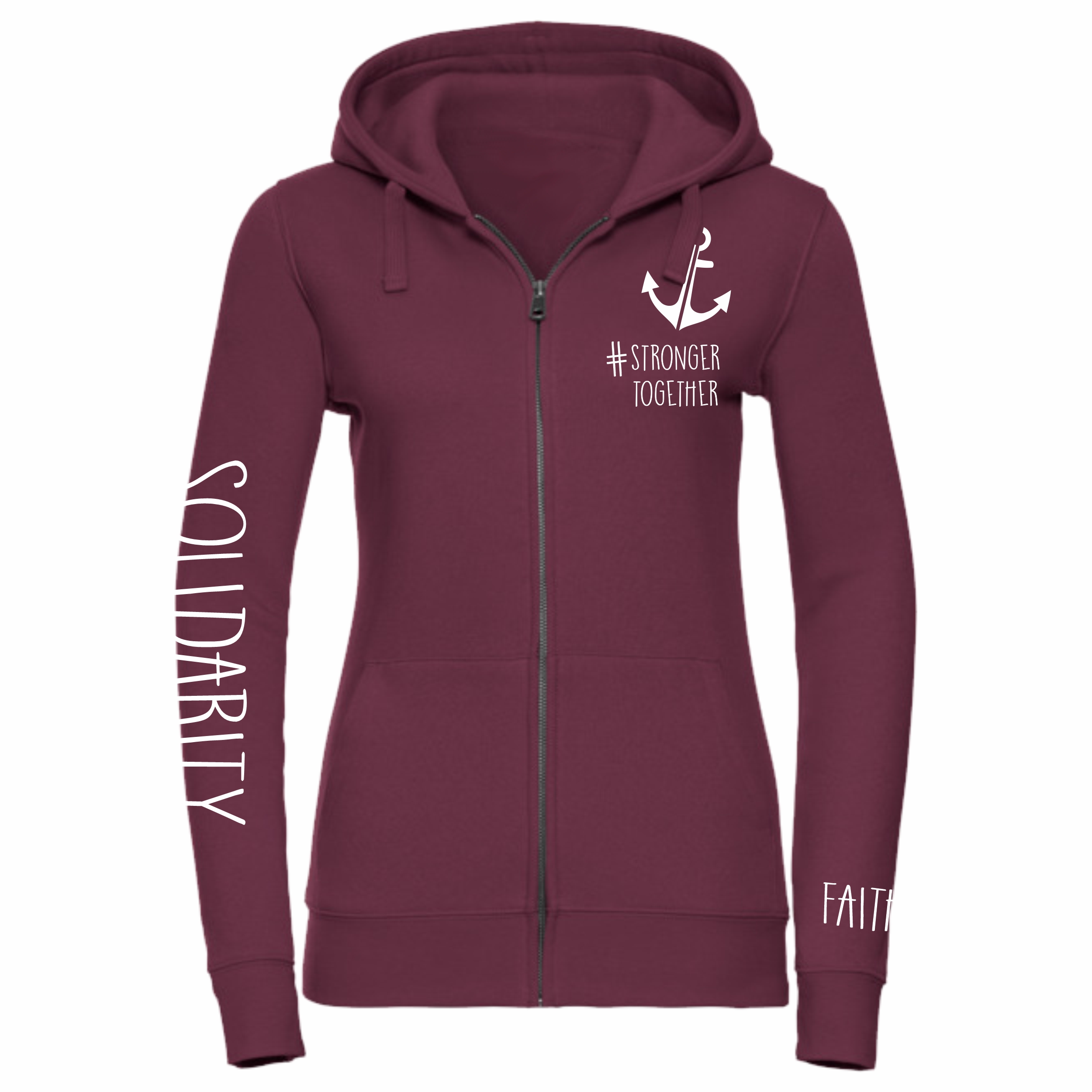 Damen Sweatjacke - #strongertogether burgund XL
