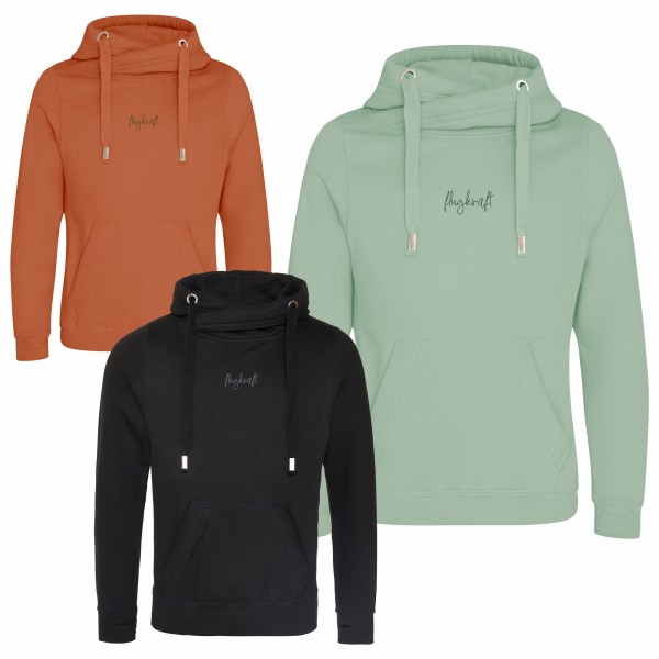 Unisex Cross Neck Hoodie - Flugkraft Schriftzug