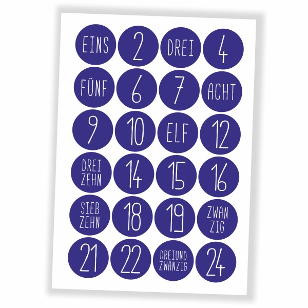 Adventskalender blau - Aufkleber & Tüten zum selbst Befüllen